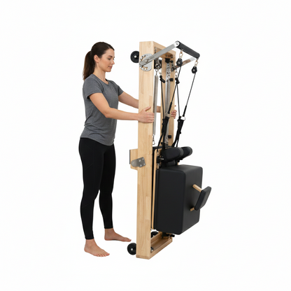 Reformer Pilates Pliable Bois Massif Cuir Végétal Premium | Atelier Pilate