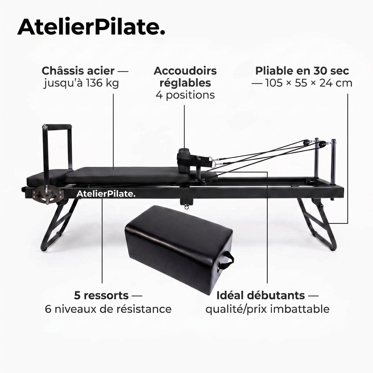 Reformer Essentiel - Pliable Aluminium - Atelier Pilate