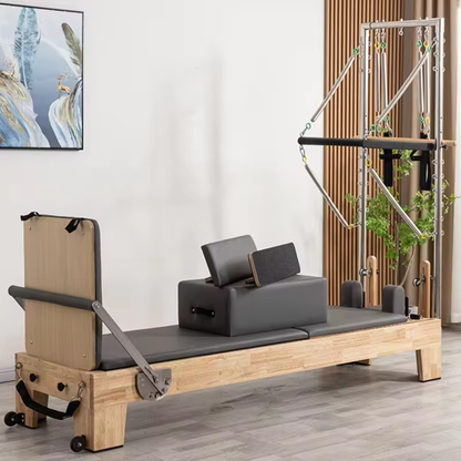 Reformer Pilates 2-en-1 Chêne Massif — Tour Intégrée | Atelier Pilate